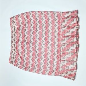 ANTHROPOLOGIE Etcetera Womens Skirt Heart Ruffle Hem Barbie Pink Romantic 12